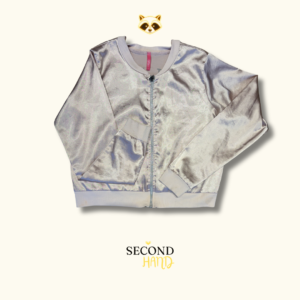 Chaqueta Bomber Satinada Plateada/Champán