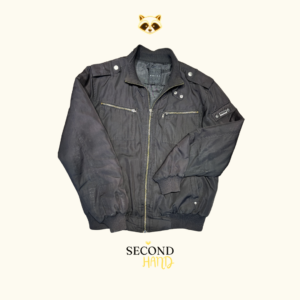 Chaqueta Bomber Negra Estilo Motociclista