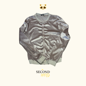 Chaqueta Bomber Satinada Color Topo/Gris Metalizado