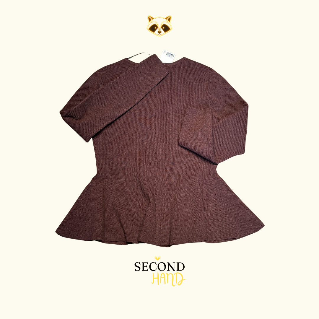 Blusa/Vestido Corte Peplum Color Vino - Image 2